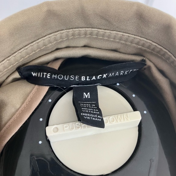 White House Black Market Tan Trench Coat with Red Embroidery size M - Picture 6 of 6